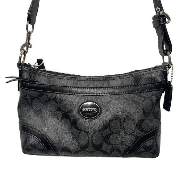 COACH Payton Crossbody in Signature Canvas Black Gray - Picture 2 of 12
